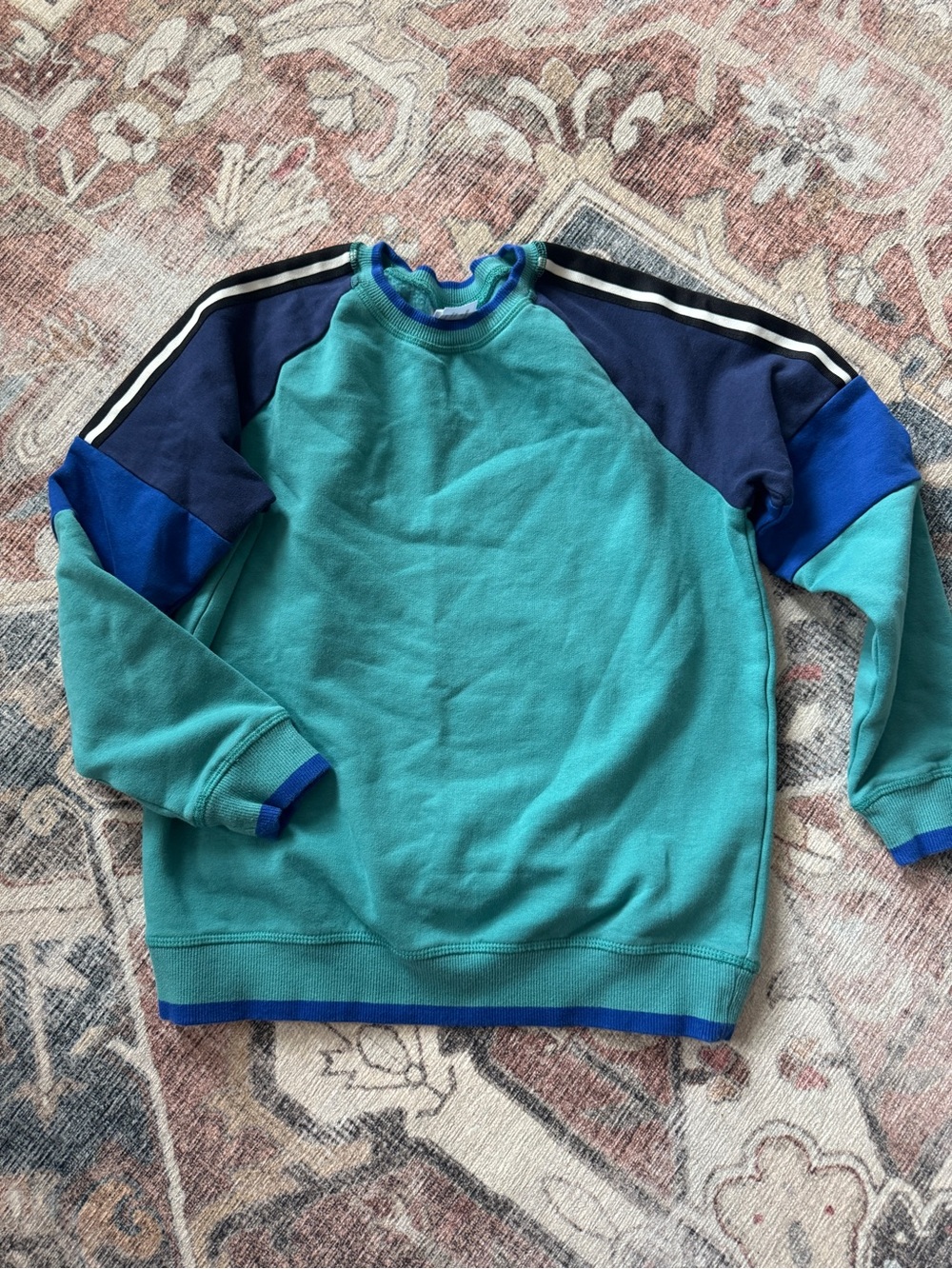 Hanna Andersson Teal, Navy & Royal Blue Colorblock Crew Sweatshirt